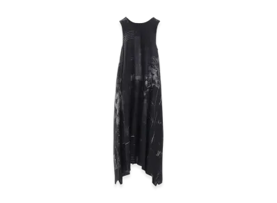 Y's Cupro Blurry Flower Print Belt Tent Dress "Grey"