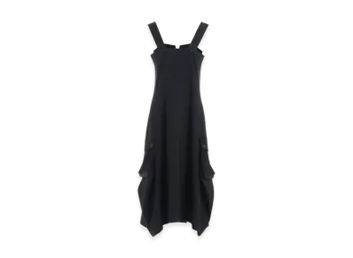 Y's Crepe De Chine/6OZ Denim Work Dress With Pocket "Black"