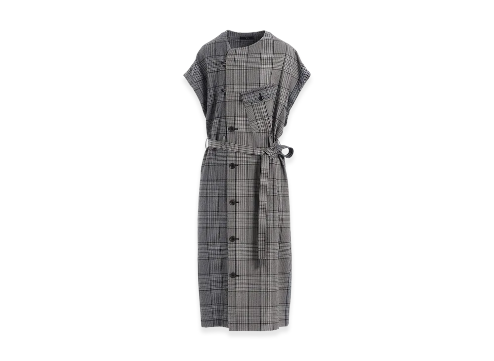 Y's Grid Plaid Surgical Dress "Grey"