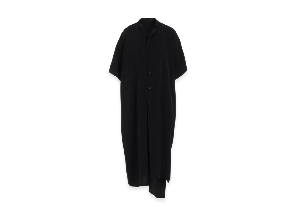 Y's Crepe De Chine Half Sleeve Box Shirt Dress "Black"