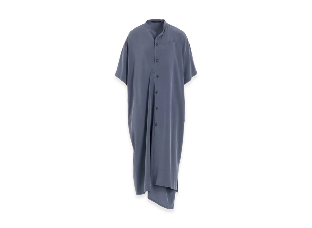 Y's Crepe De Chine Half Sleeve Box Shirt Dress "Blue Grey"