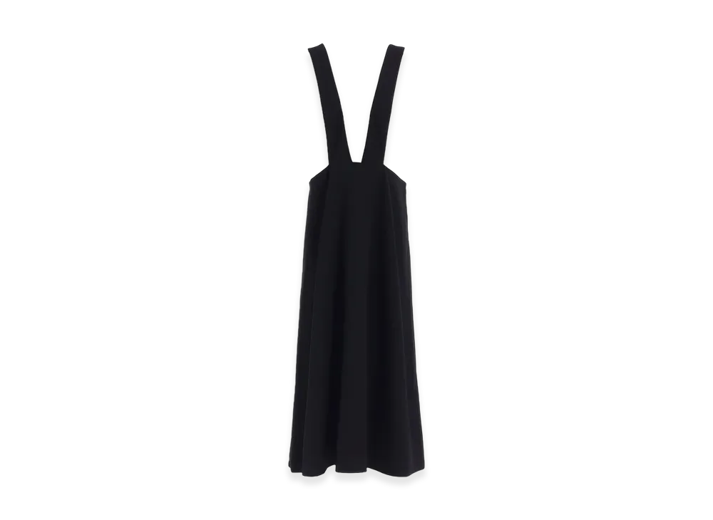 Y's Wool Gabardine Long Flare Drape Dress "Black"
