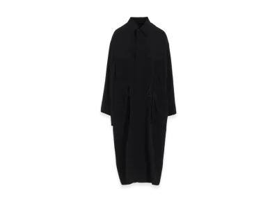Y's Crepe De Chine 4-Pocket Long Dress "Black"
