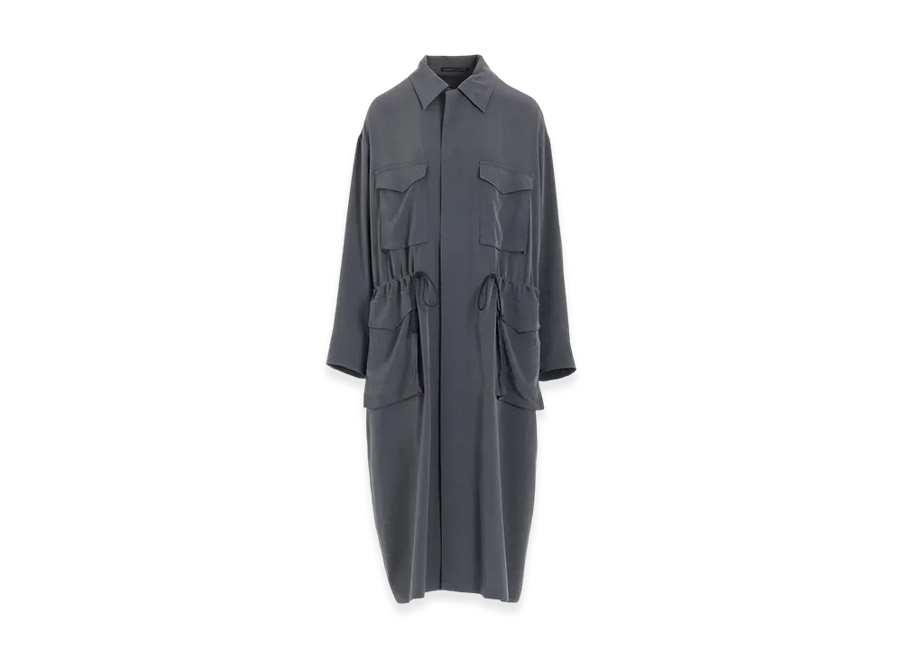 Y's Crepe De Chine 4-Pocket Long Dress "Khaki"