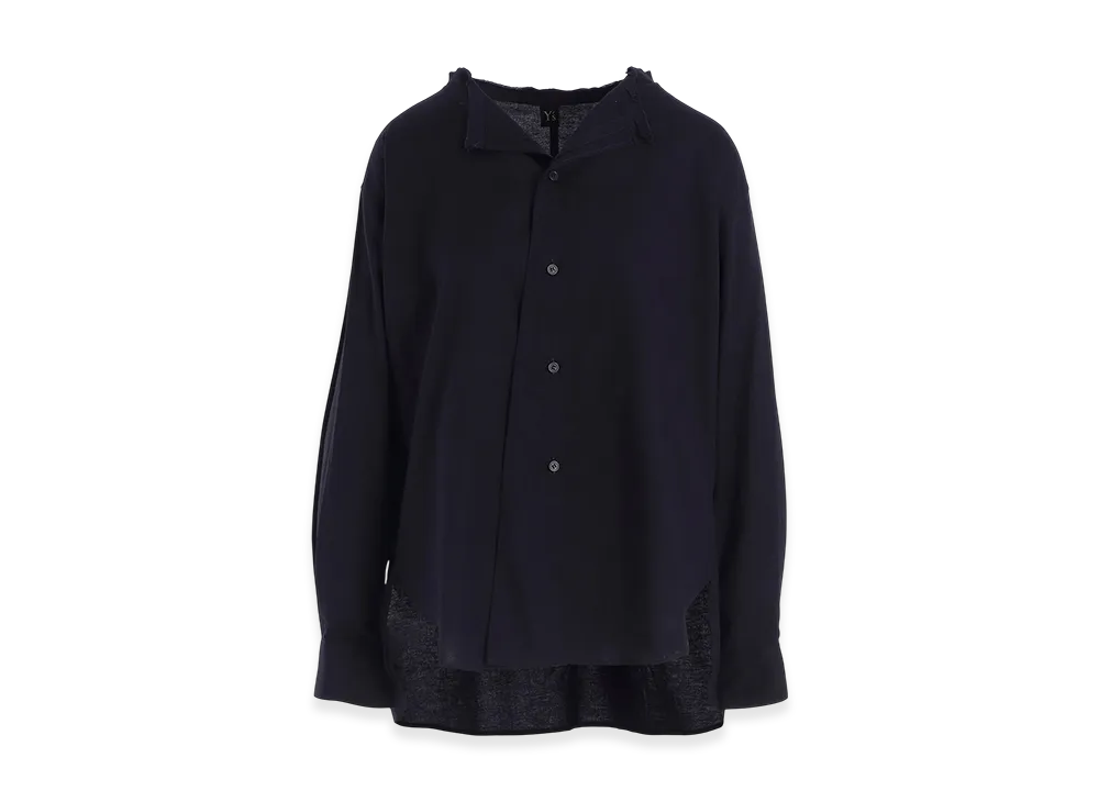 Y's Born Product Thin Cotton Twill Fringe Collar Blouse "Navy"