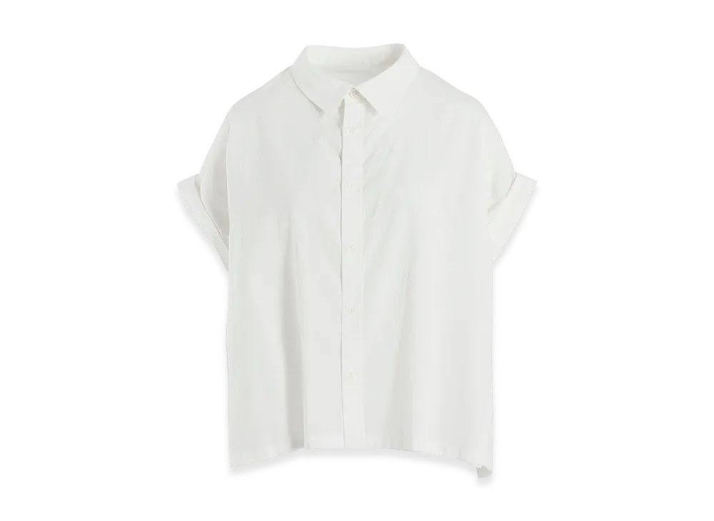 Y's Born Product Thin Cotton Twill Short Sleeve Blouse "White"
