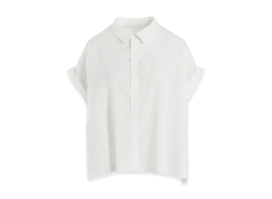 Y's Born Product Thin Cotton Twill Short Sleeve Blouse "White"