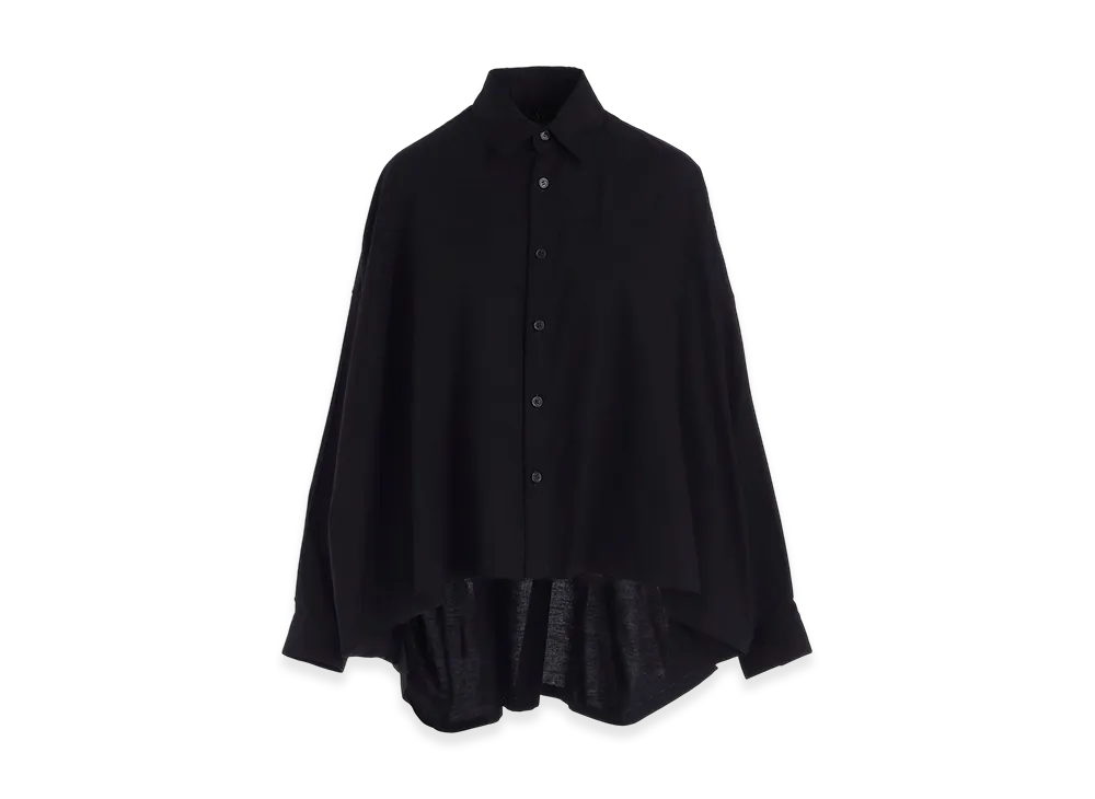 Y's Born Product Thin Cotton Twill Double Front Big Blouse "Black"