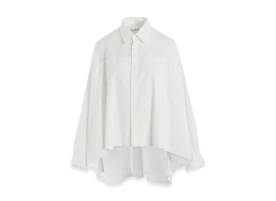 Y's Born Product Thin Cotton Twill Double Front Big Blouse "White"