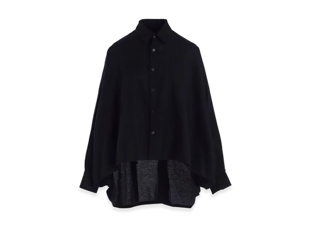 Y's Born Product Thin Cotton Twill Double Front Big Blouse "Navy"