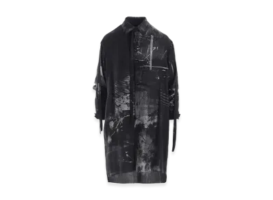 Y's Cupro Blurry Flower Print Long Sleeve Blouse "Grey"