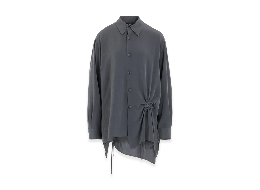 Y's Crepe De Chine Circle Gathered Blouse "Khaki"