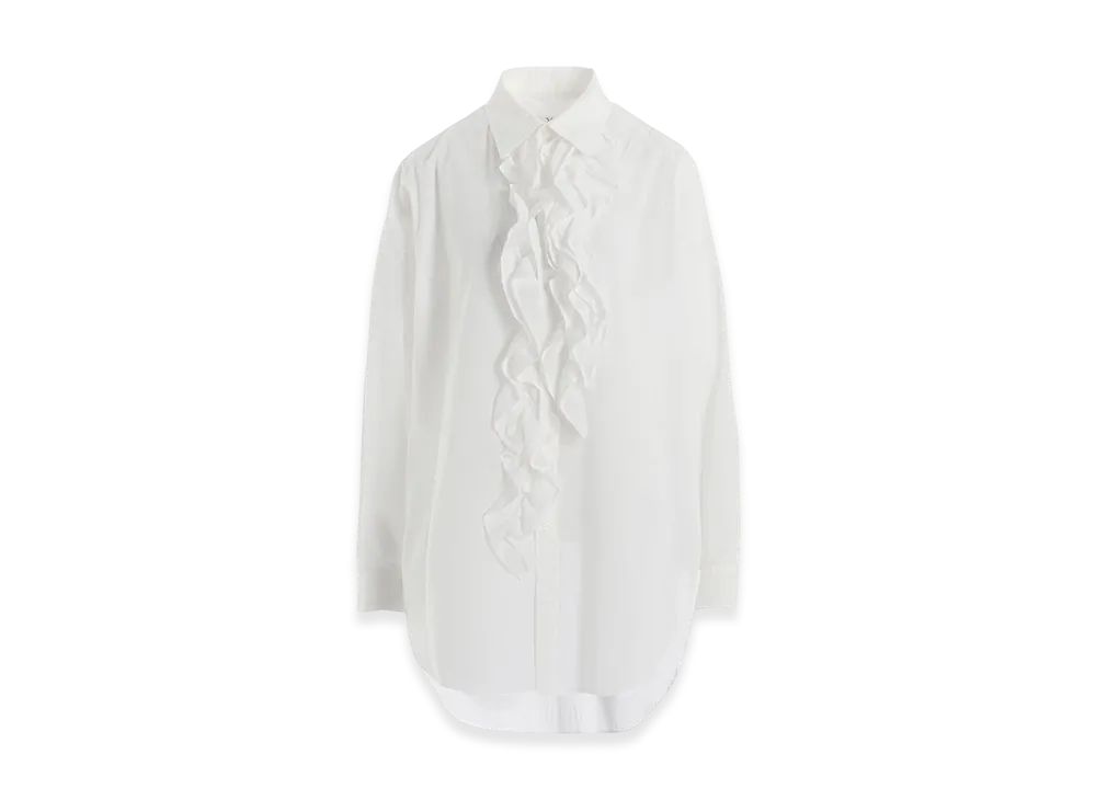 Y's Cotton Lawn Untrimmed Frill Blouse "Off White"