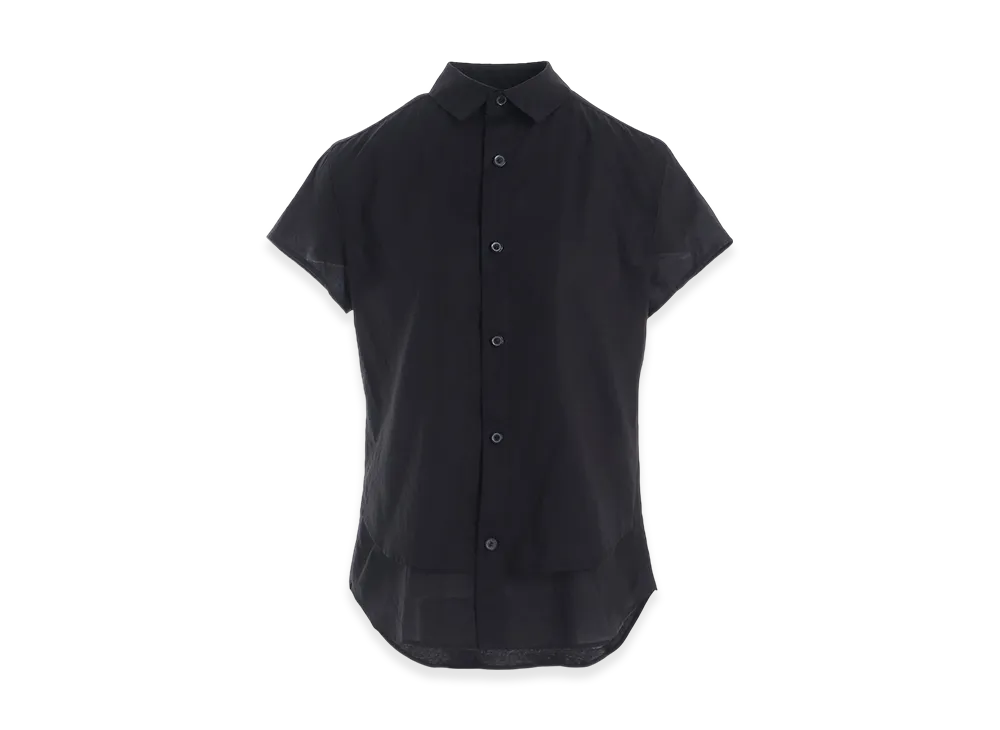 Y's Cotton Lawn Double Layered Front Hem Blouse "Black"