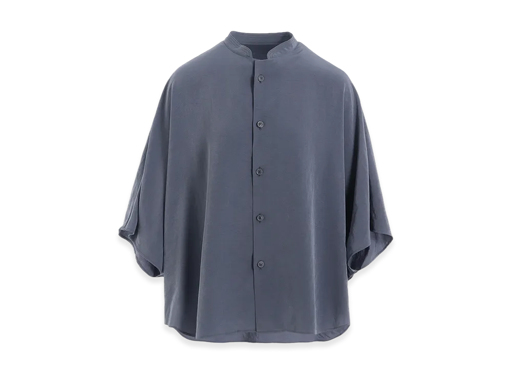 Y's Crepe De Chine Stand Cape Blouse "Blue Grey"