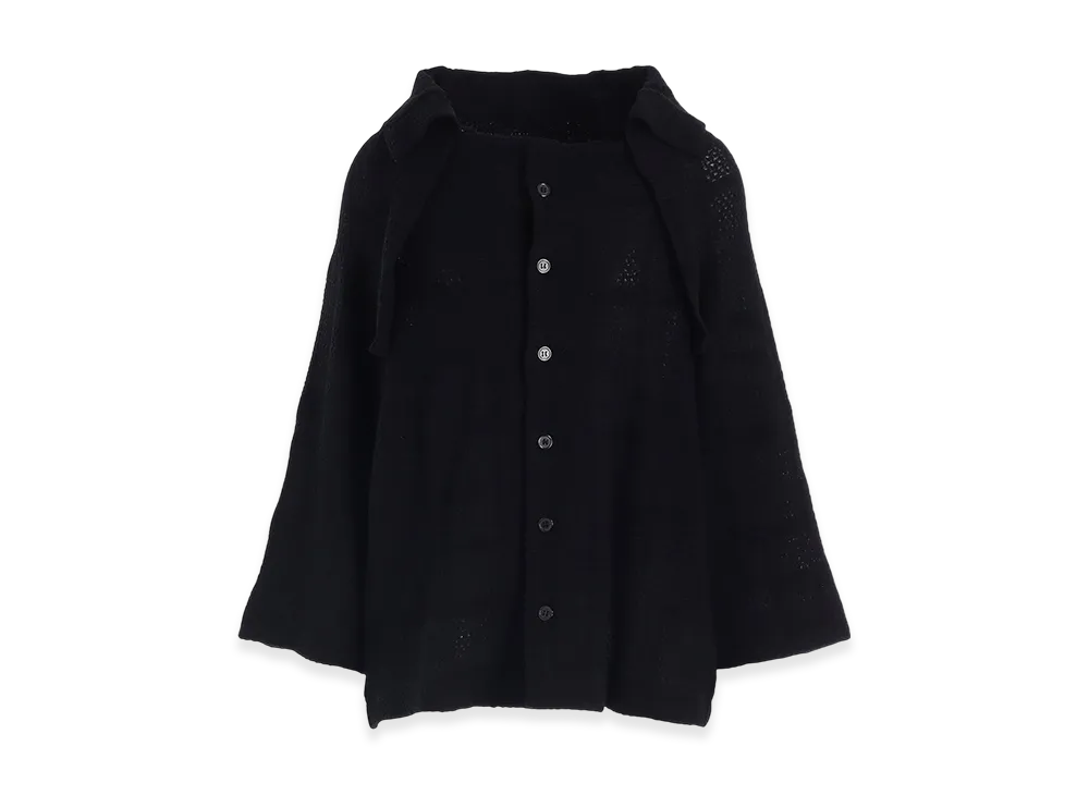 Y's Geometric Sheer JQ Collared Raglan CD "Black"