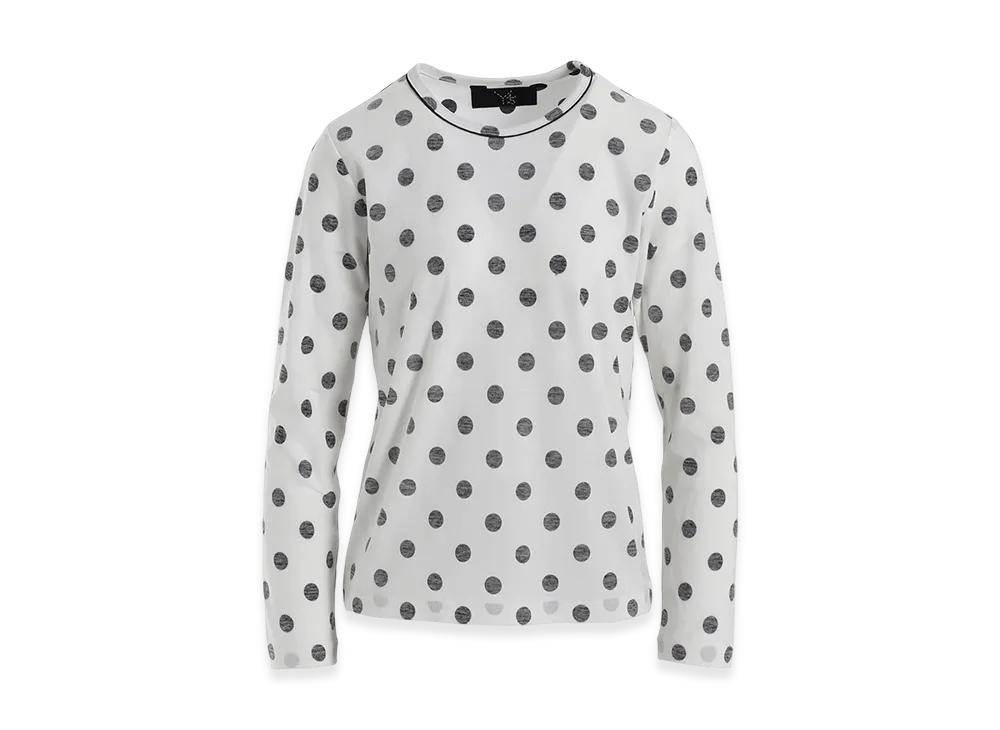 Y's Polka Dot Y's Stitch Long Sleeve T "Off White"