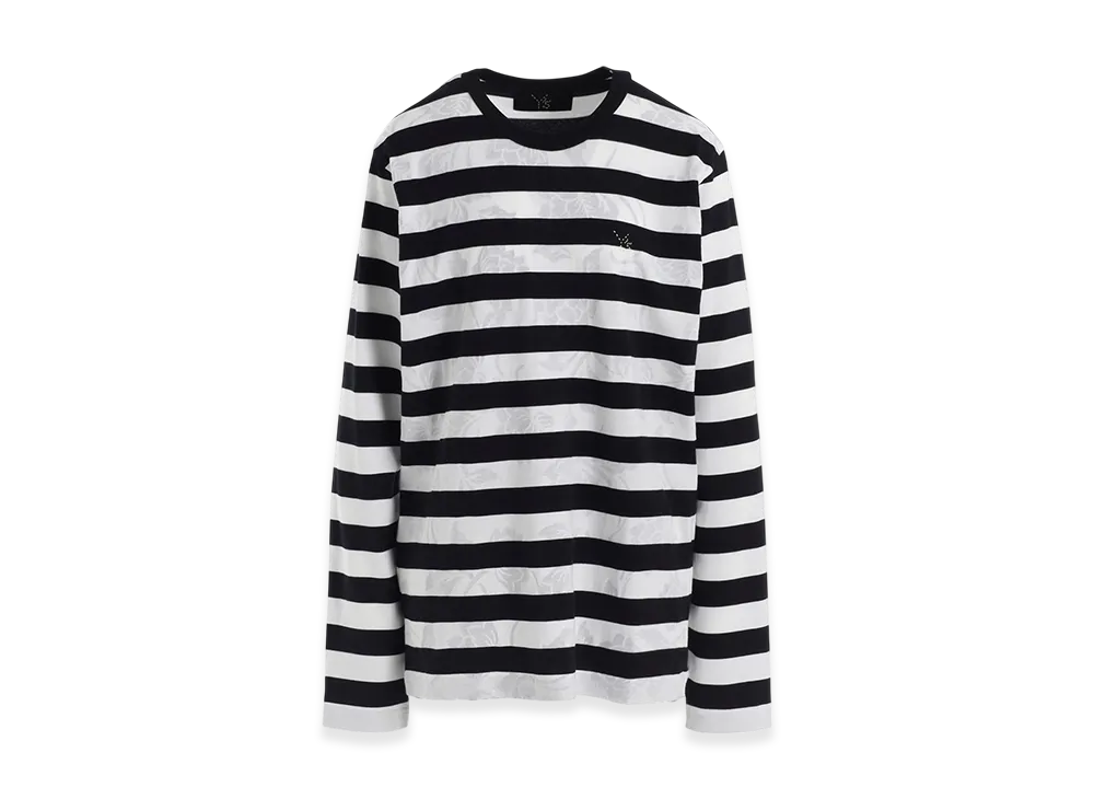 Y's Flower Print/Stripe Y's Stitch Long Sleeve T "Black"