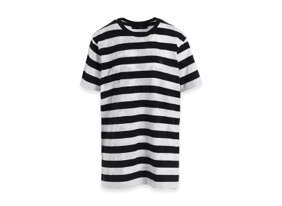 Y's Flower Print/Stripe Y's Stitch T "Black"