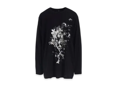 Y's Flower Print Long Sleeve T "Black"