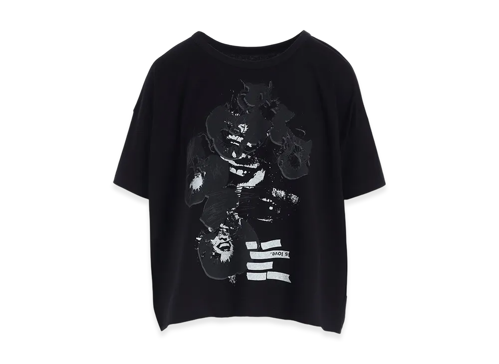 Y's Flower Print Half Sleeve T "Black"