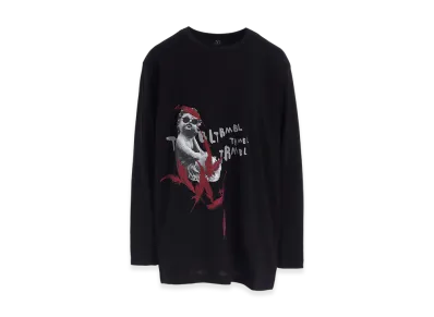 Y's Angel Print Long Sleeve T "Black"