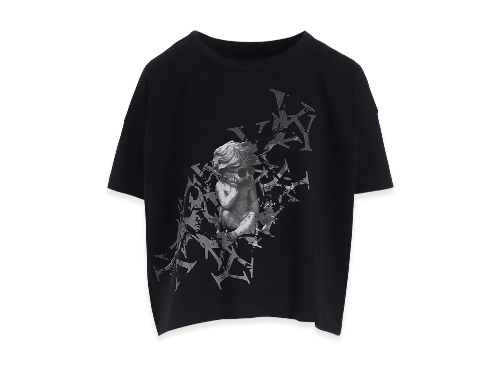 Y's Angel Print Half Sleeve T "Black"