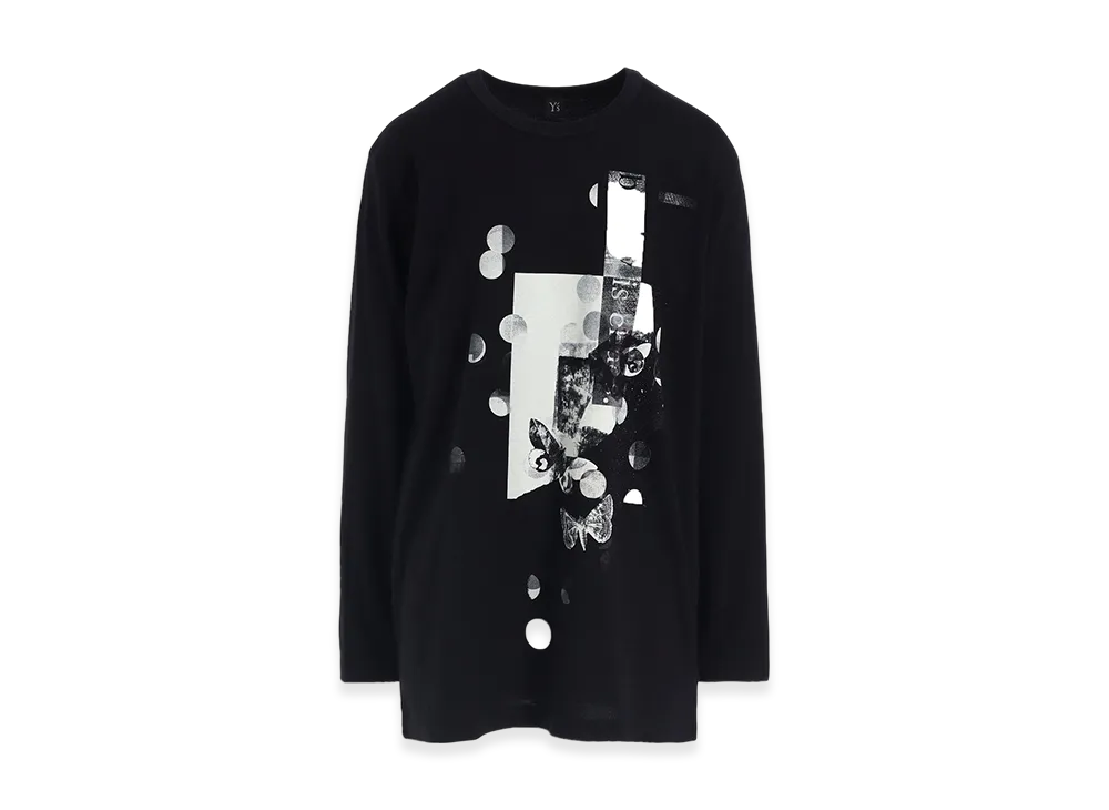 Y's Polka Dot / Butterfly Print Long Sleeve T "Black"