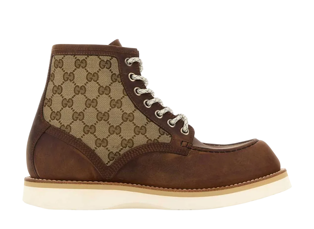 グッチ レースアップ アンクルブーツ "ブラウンレザー"