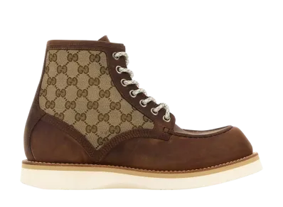GUCCI Lace-Up Ankle Boot "Brown Leather"
