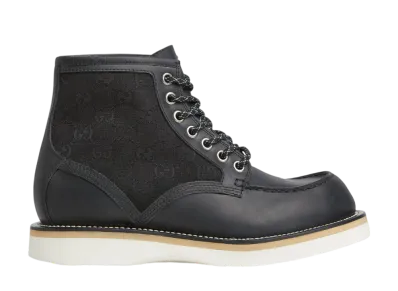 GUCCI Lace-Up Ankle Boot "Black Leather"