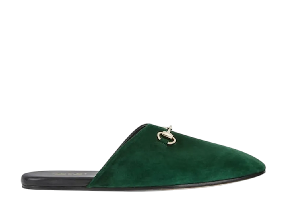 グッチ ホースビット付き スリッパ "ダークグリーン スエード"
