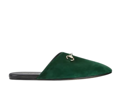 GUCCI Slipper with Horsebit "Dark Green Suede"