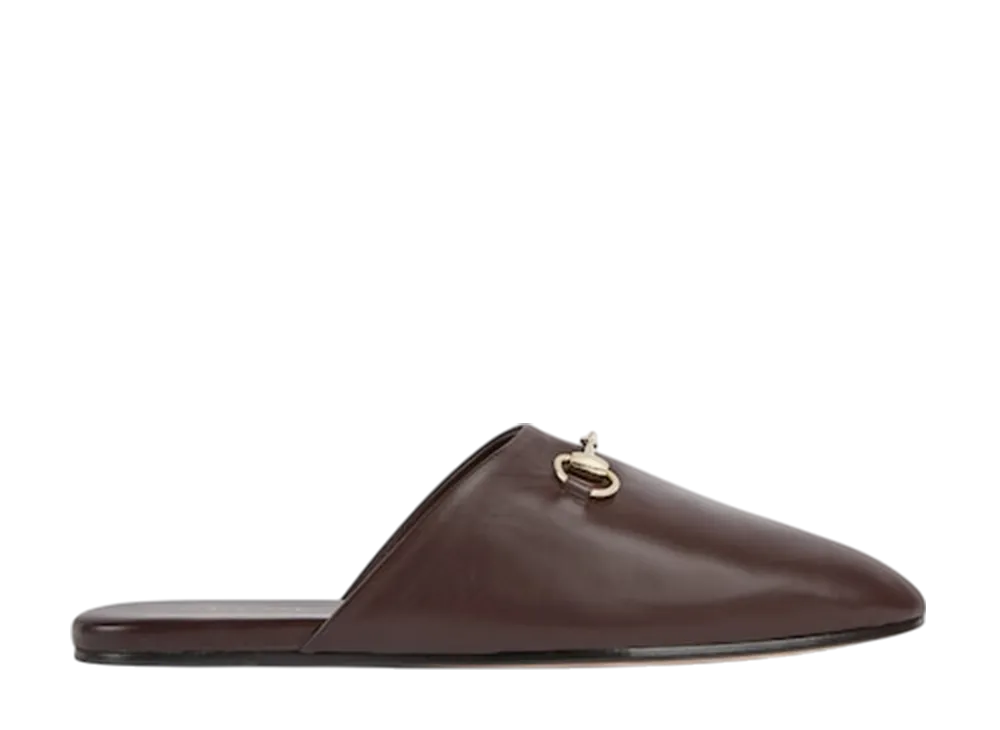 グッチ ホースビット付き スリッパ "ダークブラウンレザー"
