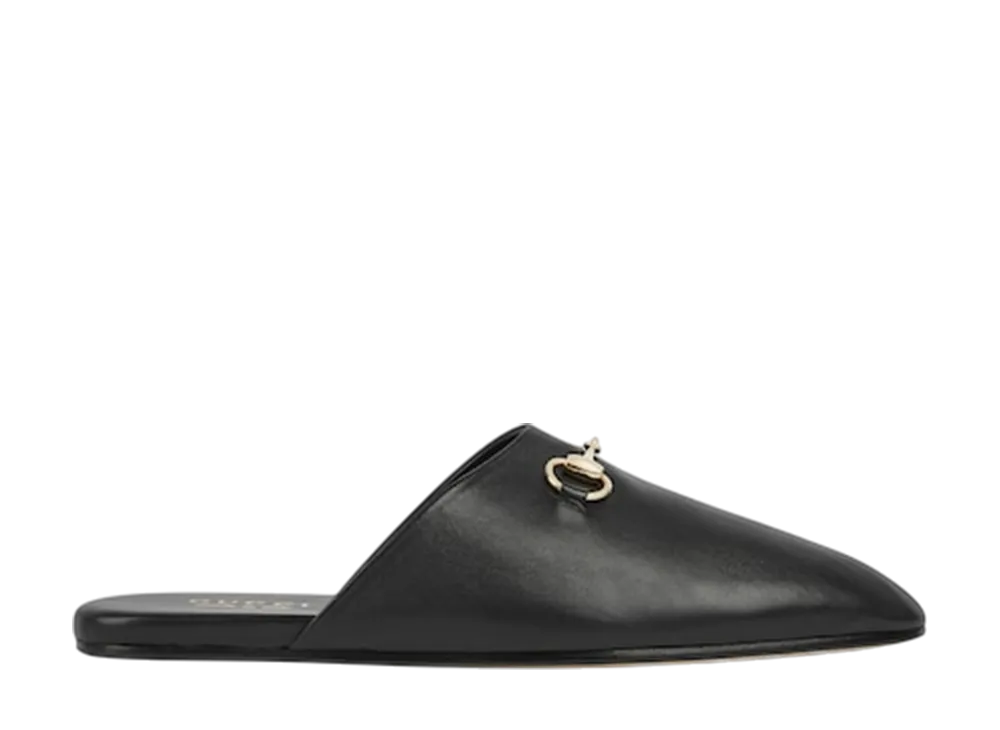 グッチ ホースビット付き スリッパ "ブラックレザー"