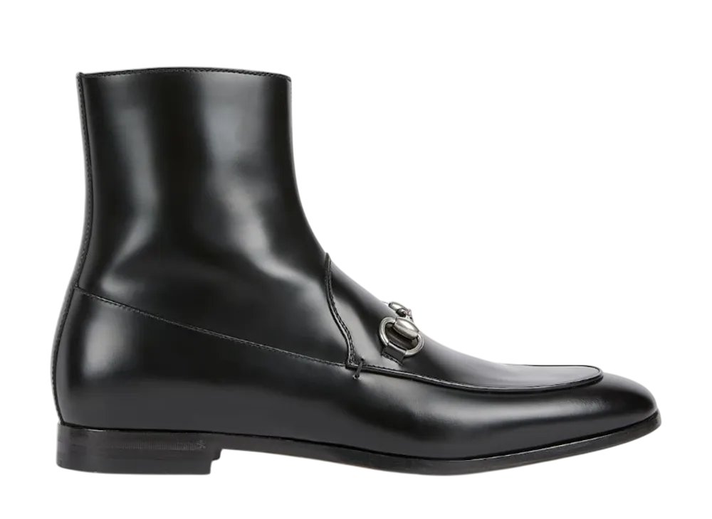 グッチ ホースビット付き アンクルブーツ "ブラックシャイニーレザー"