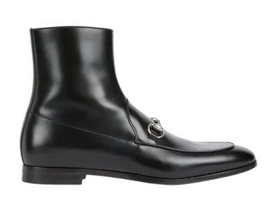 GUCCI Ankle Boot with Horsebit "Black Shiny Leather"