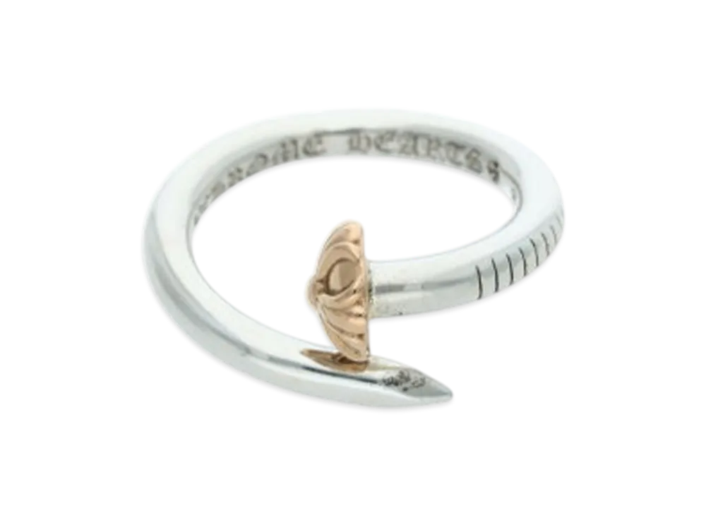 Chrome Hearts 22K Nail Cross Ball Silver Gold Combi Ring "Silver/Yellow Gold"