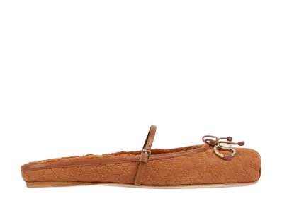 GUCCI Women's Horsebit Mule "Brown/GG Suede"