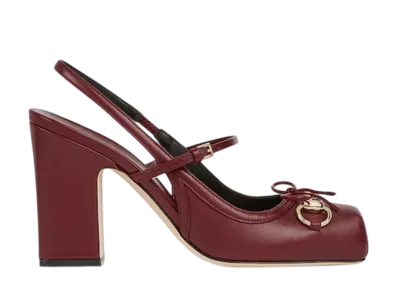 GUCCI Women's Horsebit Slingback Pump "Rosso Ancora Leather"