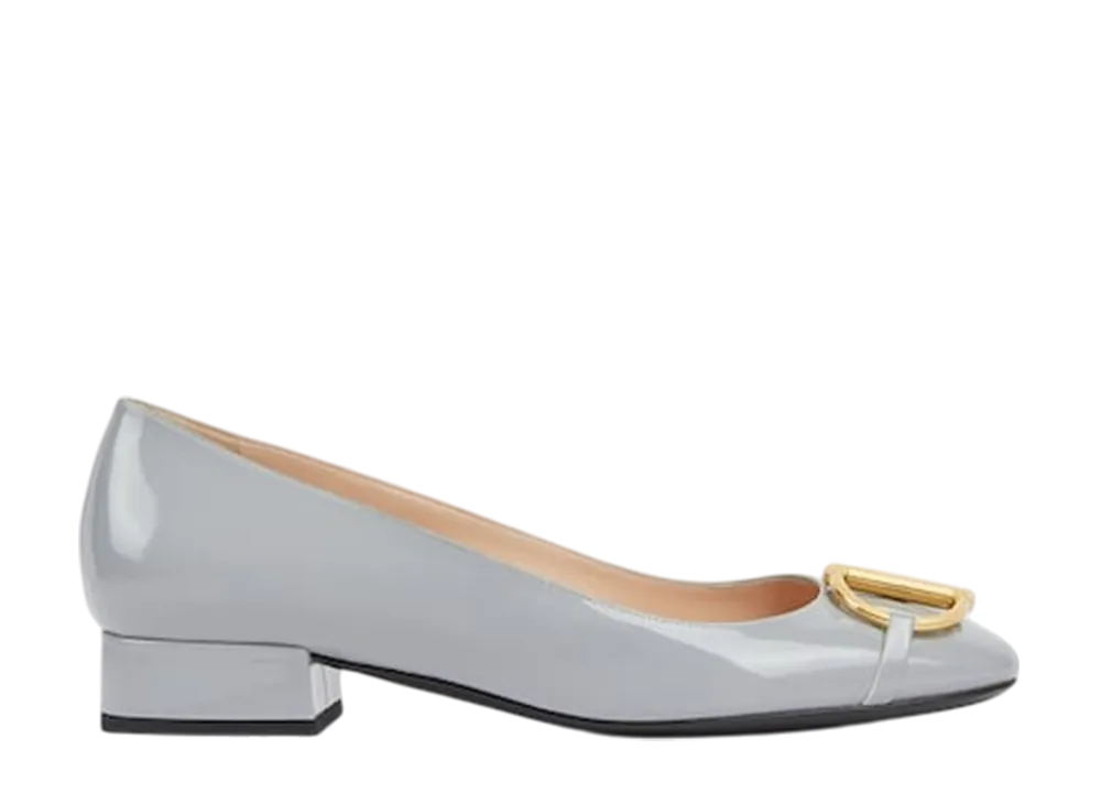 GUCCI Women's Ballet Flat with Half Horsebit "Grey Patent Leather"