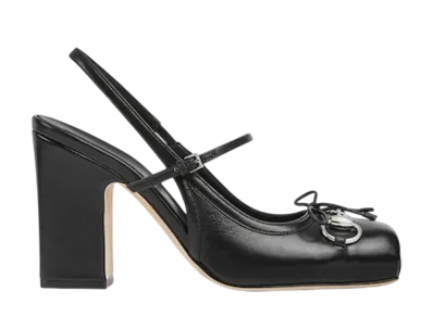 GUCCI Women's Horsebit Slingback Pump "Black Leather"