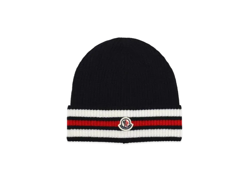 MONCLER Kids Beanie Knit Cap "Blue"