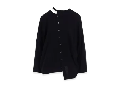 Y's Soft Gauze Jersey Asymmetric Drape Cardigan "Black"