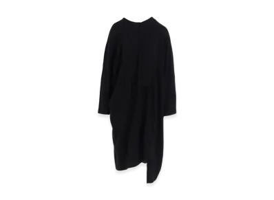 Y's Soft Gauze Jersey Asymmetric Drape Dress "Black"