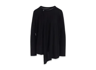 Y's Soft Jersey String Collar Long T "Black"