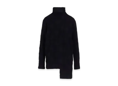 Y's Polka Dot JQ High Neck Asymmetric T "Navy"