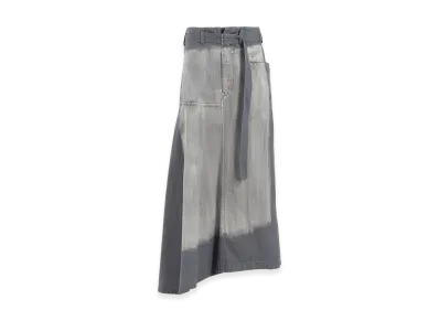 Y's Spotted Denim Right Side Flare Skirt "Grey"