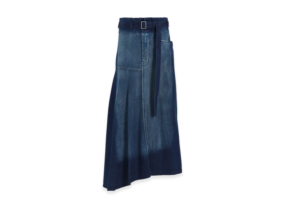 Y's Spotted Denim Right Side Flare Skirt "Indigo"