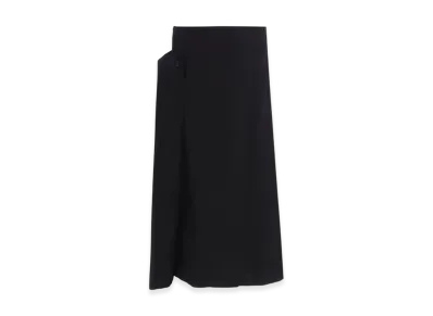 Y's Cotton Twill Garment Dye Right Big Belt Skirt "Black"
